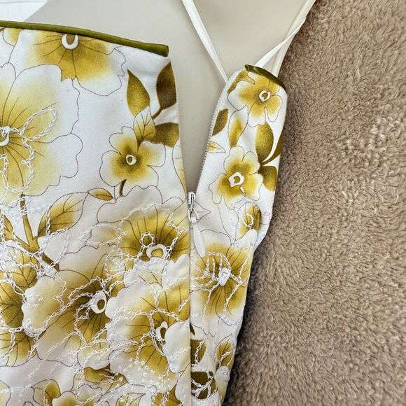 Moda International Dress Women 4 White Green Floral Empire Strapless Midi Spring - Picture 7 of 16